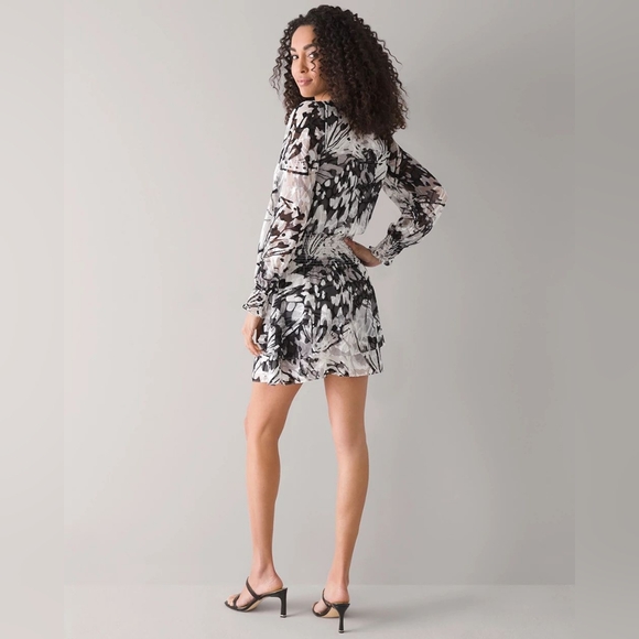 NWT- White House Black Market Smocked Blouson Dress - Picture 3 of 6